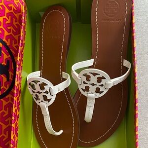 Tory Burch White and Brown Sandals